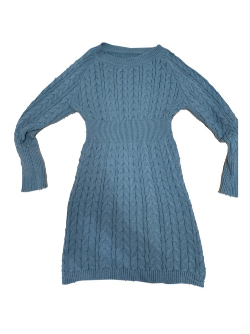 Cable Knit Sweater Dress - Blue